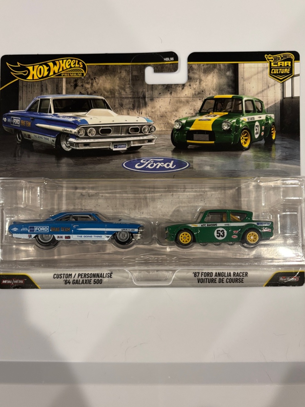 Ford Blue '64 Galaxie 500 & Green '67 Anglia Racer 2-Pack